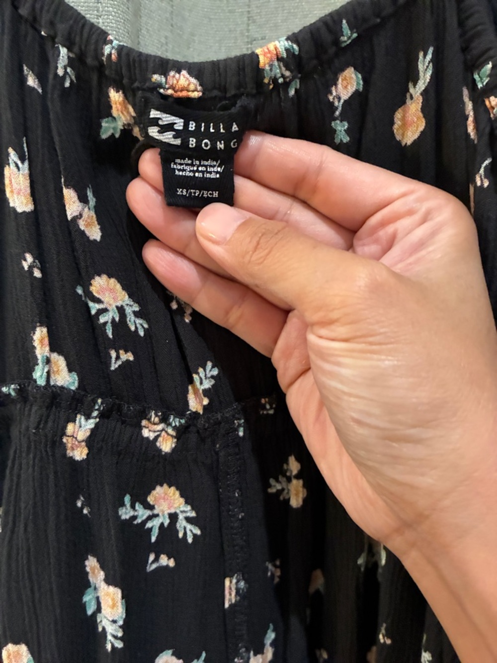 Billabong Black Floral Tie-Front Sundress - Picture 4 of 4